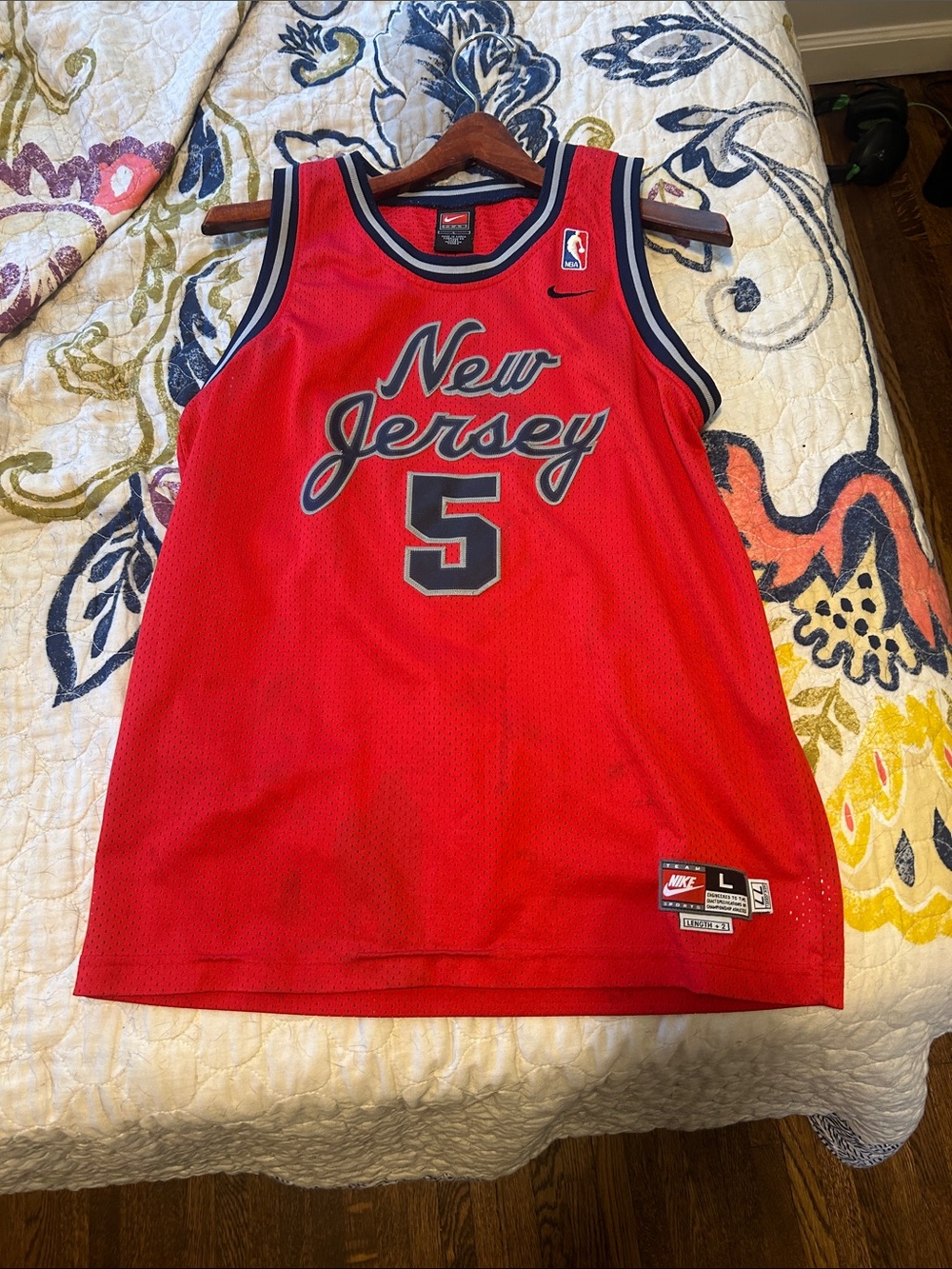 Nike Red Jason Kidd New Jersey #5 Kids Basketball Jersey
